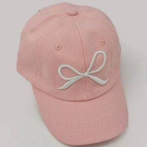 Pink  Bow tie Baseball Cap with White Bow NWOT